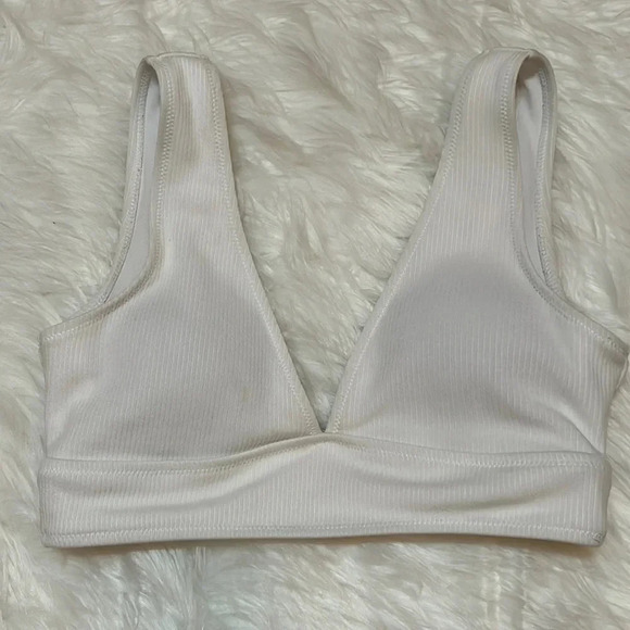 SHEIN white ribbed  bikini top size small - Picture 1 of 4